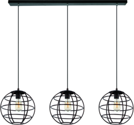 Freelight hanglamp Pianetta,  3-lichts zwart-goud met plafondbalk