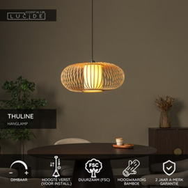 Lucide THULINE - Hanglamp - Ø 60 cm, lichte houtlook