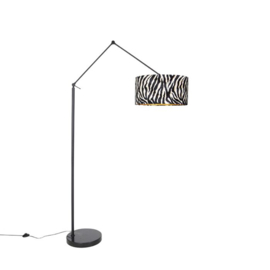 Vloerlamp Editor, zwart met zebra kap 50 cm