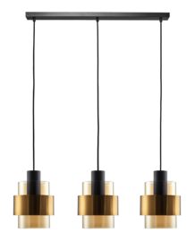 Freelight hanglamp C hiasso 3-lichts balk zwart-bronsgoud