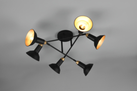 Trio lighting plafondlamp Roxie, 6-lichts zwart met goud