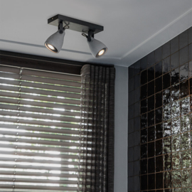 Qazqa plafondspot  Creto, 2-lichts grijs beton incl. licht bron