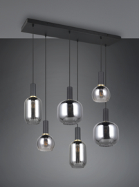 Trio lighting hanglamp Diva, 6-lichts zwart
