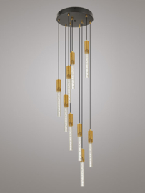 Light trend hanglamp Kiki, 9-lichts zwart-goud rond