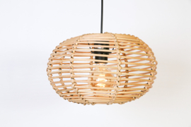 WF Light hanglamp Rimboe, 3-lichts natural met balk 130 cm zwart