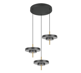 Trio lighting hanglamp Keaton led, 3-lichts zwart