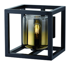 Freelight wandlamp Dentro, zwart met goud glas