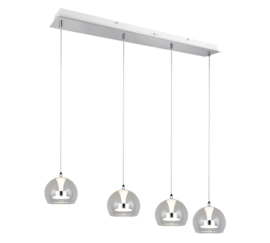 Trio lighting hanglamp Flynt led, 4-lichts transparant glas