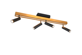 Trio lighting plafondspot  Zeno led, 4-lichts zwart-goud