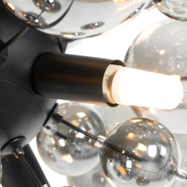 Qazqa hanglamp Explode, 8-lichts zwart met smoke glas