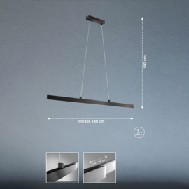 Fischer&honsel hanglamp Orell led, anthrazit incl. switch dimmer