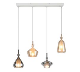 Trio lighting hanglamp Aldea, 4-lichts amber-grijsglas