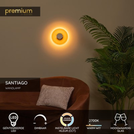 Lucide SANTIAGO - Wandlamp - Ø 23 cm - LED Dimb. - CCT - 1x10W 2700K/4000K - Amber