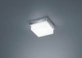 Plafondlamp Cosi led, vierkant chroom-staal en gesatineerd glas IP30