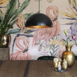Qazqa hanglamp Magna Eco, mat zwart-goldleaf 50 cm
