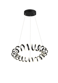 Trio lighting hanglamp Curl led, mat zwart met switch dimmer