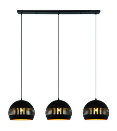 Freelight hanglamp Globo,  3-lichts zwart-goud