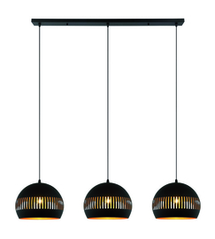 Hanglamp Globo,  3-lichts zwart-goud