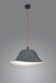 Helestra  hanglamp Seam, rood  met antraciet stoffen kap