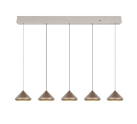 Trio lighting  hanglamp Laguna led, 5-lichts koffie bruin
