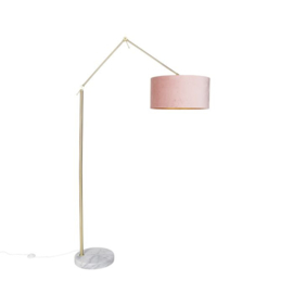 Vloerlamp Editor, goud velours kap roze 50 cm