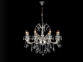 Light trend hanglamp Crystal, 8-lichts zilver
