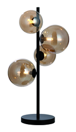Tafellamp Calcia, zwart met amber glas