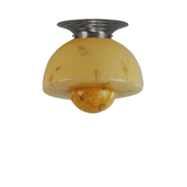 Old timer light plafondlamp Spiegelei, licht marmer glas
