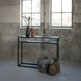 Spinder design Sidetable Daniël, zwart met geborsteld eikenhouten blad