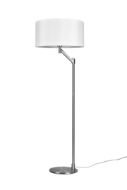 Trio lighting vloerlamp Cassio, nikkel met stoffen kap