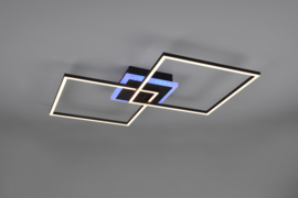 Trio lighting plafondlamp Arribo led, vierkant zwart incl. switch dimmer en afstandsbediening
