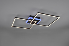 Plafondlamp Arribo led, vierkant zwart incl. switch dimmer en afstandsbediening