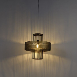 Qazqa hanglamp Tess, zwart met goud