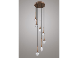 Light trend hanglamp Crystal bubble, 7-lichts brons rond