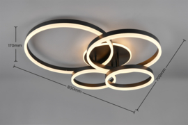 Trio lighting plafondlamp Drake led,  mat zwart