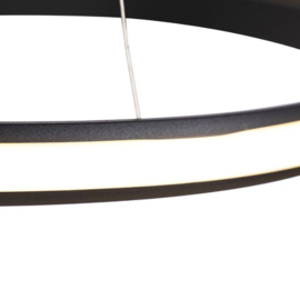 Qazqa hanglamp Rowan led, zwart incl. switch dimmer 74 cm