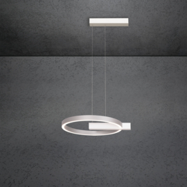 Escale hanglamp Midnight single led, wit-aluminium incl. touchdimmer 40 cm