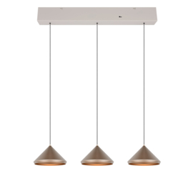 Trio lighting  hanglamp Laguna led, 3-lichts koffie bruin
