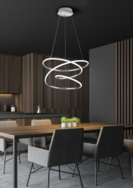 Trio lighting hanglamp Bologna led, chroom incl. switch dimmer