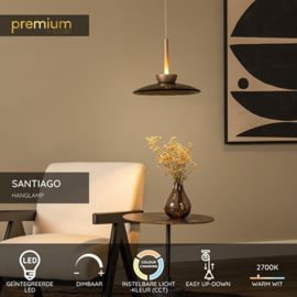 Lucide SANTIAGO - Hanglamp - Ø 32 cm - LED Dimb. - CCT - 1x16W 2700K/4000K - Amber