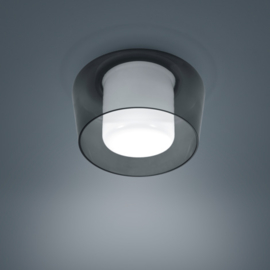 Plafondlamp Canio, rook - wit glas