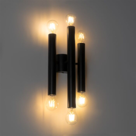 Qazqa wandlamp Tubi, 6-lichts zwart