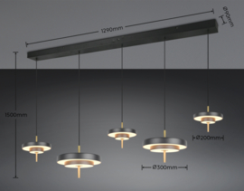 Trio lighting hanglamp Keaton led, 5-lichts zwart