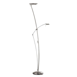 Pujol Lighting vloerlamp Pies halogeen, 2-lichts mat nikkel