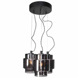 By Rydéns hanglamp Ebbot rond, zwart met smoke glas incl. ledbron