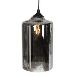 Qazqa hanglamp Wallace, zwart met smoke glas