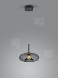 Helestra  hanglamp Clair led, zwart/goud met smoke glas