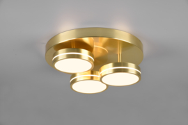 Trio lighting plafondlamp Franklin led, mat messing incl. switch dimmer