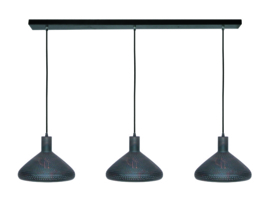 Freelight hanglamp Fiamma,  3-lichts gevlamd bruin met plafondbalk