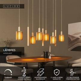 Lucide LAMBRES - Hanglamp - 6xE27 - Taupe